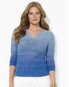 Lauren by Ralph Lauren Plus Linen Splitneck Top - Lyst