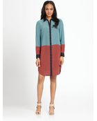 MICHAEL Michael Kors Printed Colorblock Shirtdress - Lyst