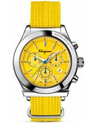 Ferragamo Yellow Dial Canvas Watch, 42Mm - Lyst