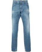 Dolce & Gabbana Distressed Straight Leg Jean - Lyst