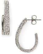 Nadri Pave J Hoop Earrings - Lyst