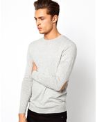 Asos Crew Neck Jumper with Elbow Patches - Lyst
