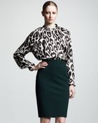 Lanvin High waist Back zip Pencil Skirt - Lyst