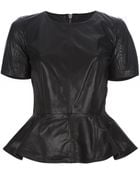 McQ by Alexander McQueen Leather Peplum Top - Lyst