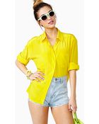 Nasty Gal Chasing The Sun Silk Blouse - Lyst