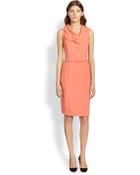 Oscar de la Renta Belted Petalcollar Dress - Lyst