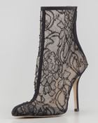 Oscar de la Renta Womens Lacemesh Ankle Boot - Lyst