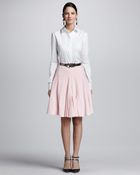 Oscar de la Renta Womens Frontpleated Aline Skirt Petal - Lyst