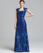 Tadashi Shoji Lace Gown Cap Sleeve Square Neck Sequin - Lyst