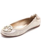 Tory Burch Reva Metallic Ballet Flats - Lyst