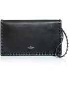 Valentino Studded Leather Clutch - Lyst