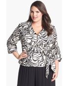 Alex Evenings Print Wrap Blouse - Lyst