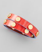 Tory Burch Logostudded Wrap Bracelet Redturquoise - Lyst