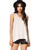 Forever 21 Linen Blend Polka Dot Top - Lyst