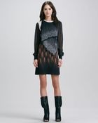 3.1 Phillip Lim Draped Mixed Print Long Sleeve Dress - Lyst