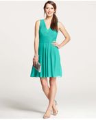 Ann Taylor Silk Georgette Pleat Tank Dress - Lyst