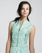Catherine Malandrino Studded Perforated Leather Vest - Lyst