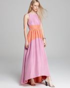Tibi Long Dress Color Blocked Silk - Lyst