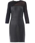Antonio Berardi Sheer Sleeve Waxed-Tweed Fitted Dress - Lyst