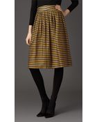 Burberry Striped Cotton Silk Skirt - Lyst
