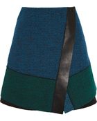 Proenza Schouler Leather trimmed Tweed Mini Skirt - Lyst