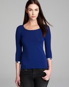 Burberry Brit Elbow Sleeve Tee with Check Cuffs - Lyst