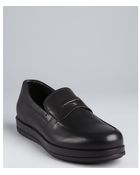 Prada Sport Black Leather Platform Penny Loafers - Lyst