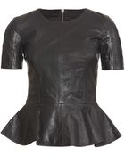 McQ by Alexander McQueen Leather Top with Peplum - Lyst