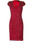 Jenny Packham Silk Sequined Dress In Rojo - Lyst
