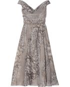 Lela Rose Laceprint Silk Dress - Lyst