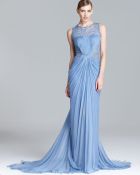Tadashi Shoji Beaded Sequin Gown Sleeveless Lace Inset - Lyst