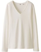 Uniqlo Premium Cotton V Neck Long Sleeve Tshirt A - Lyst