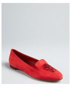 Alexander McQueen Currant Suede Sequined Skull Loafers - Lyst