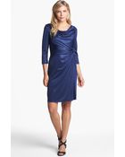 Adrianna Papell Draped Shimmer Jersey Dress - Lyst
