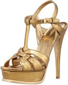 Saint Laurent Tribute Snakeembossed Platform Sandal - Lyst