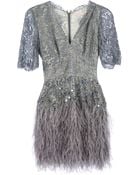 Matthew Williamson Floral Lace Feathered Dress - Lyst