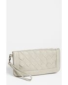 Natasha Couture Woven Faux Leather Clutch - Lyst