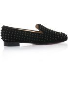 Christian Louboutin The Rolling Spikes Velvet Slippers - Lyst