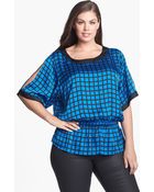 MICHAEL Michael Kors Smocked Cold Shoulder Blouse - Lyst