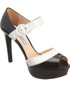 Prada Bicolor Mary Jane Platform Pump - Lyst