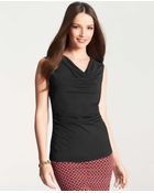 Ann Taylor Ruched Cowl Neck Sleeveless Top - Lyst