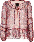 Anna Sui Silk Print Top In Poppy Multi - Lyst