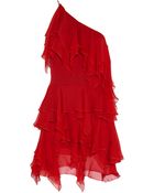 Saint Laurent Ruffled Silkchiffon Dress - Lyst