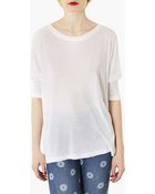 Topshop Elbow Sleeve Oversized Tee - Lyst
