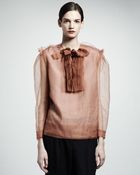Lanvin Silk Organza Bib Blouse - Lyst