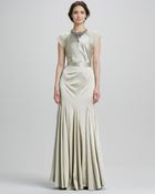 Zac Zac Posen Jeweledneck Capsleeve Gown - Lyst