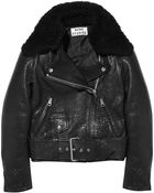 Acne Studios Mape Shearling Collar Leather Biker Jacket - Lyst