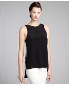 Alexander Wang Black And White Silk Draped Back Tank - Lyst