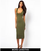 Asos Midi Vest Bodycon Dress - Lyst