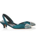 Bruno Magli Efia Crystalembellished Glittered Slingbacks - Lyst